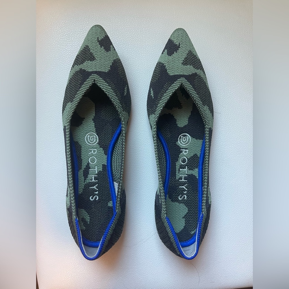 ROTHYS THE POINT camo print flats size6